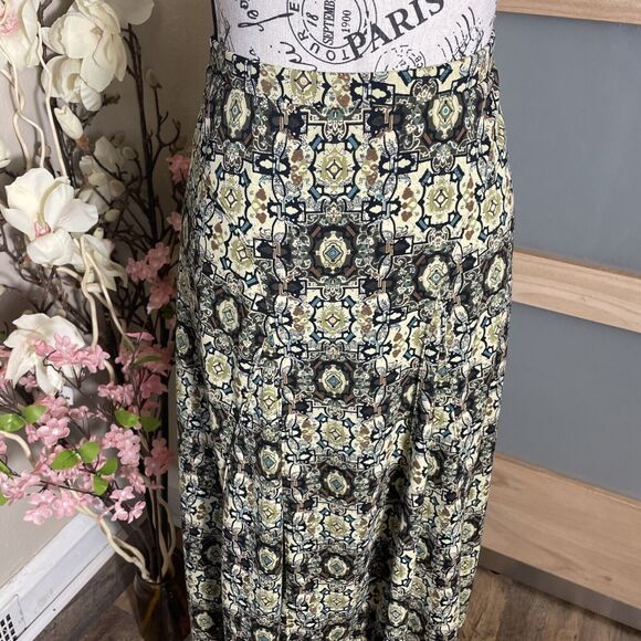 Emma James Women's Skirt Size Small Artsy Abstract Pull On Stretch Bohemian Midi - Picture 2 of 7